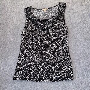 Banana Republic Black‎ White Abstract Print Cowl Neck Sleeveless Tank Top M